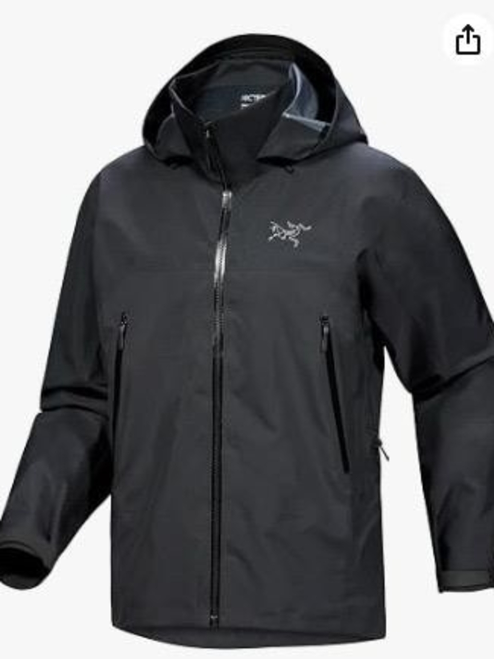 Arc'teryx Men's Black Hooded Waterproof Rain Jacket
